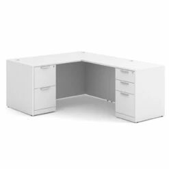 OfficeSource OS Laminate Collection Double Full Pedestal "L" Desk - 60" X 30" -COE DISTRIBUTING Shop per dblflpl103wh 01 25381.1649440007
