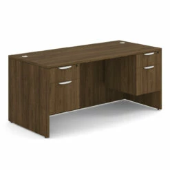 OfficeSource OS Laminate Collection Double 3/4 Pedestal Desk - 66" X 30" -COE DISTRIBUTING Shop per dblhdpl102mw 01 32886.1649440081