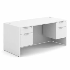 OfficeSource OS Laminate Collection Double 3/4 Pedestal Desk - 66" X 30" -COE DISTRIBUTING Shop per dblhdpl102wh 01 57798.1649440081