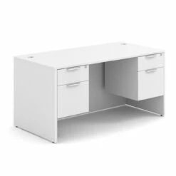 OfficeSource OS Laminate Collection Double 3/4 Pedestal Desk - 60" X 30" -COE DISTRIBUTING Shop per dblhdpl103wh 01 29764.1649440099