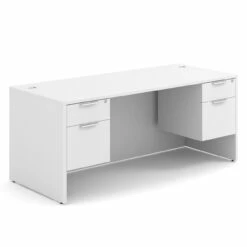OfficeSource OS Laminate Collection Double 3/4 Pedestal Desk - 71" X 30" -COE DISTRIBUTING Shop per dblhdpl105wh 01 04058.1649440115