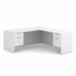 OfficeSource OS Laminate Collection Double 3/4 Pedestal ''L'' Desk - 71'' X 30'' -COE DISTRIBUTING Shop per dblhlpl105wh 01 44791.1649440295