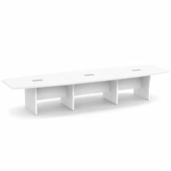 OfficeSource | OS Laminate Conference Tables | Expandable Boat Shaped Conference Table With Slab Base - 14' -COE DISTRIBUTING Shop per plcb14wh 01 99215.1643738143
