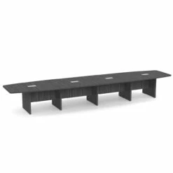 OfficeSource | OS Laminate Conference Tables | Expandable Boat Shaped Conference Table With Slab Base - 17.9'