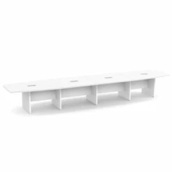 OfficeSource | OS Laminate Conference Tables | Expandable Boat Shaped Conference Table With Slab Base - 17.9' -COE DISTRIBUTING Shop per plcb18wh 01 91936.1643738209