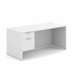 OfficeSource OS Laminate Collection Single 3/4 Pedestal Desk - 66" X 30" -COE DISTRIBUTING Shop per sglhdp102wh 01 03243.1649440354