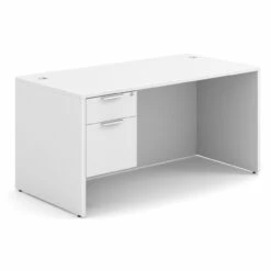 OfficeSource OS Laminate Collection Single 3/4 Pedestal Desk - 60" X 30" -COE DISTRIBUTING Shop per sglhdp103wh 01 52196.1649440369