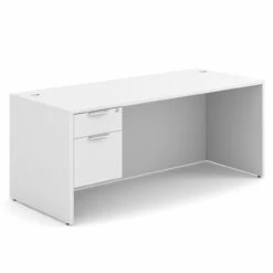 OfficeSource OS Laminate Collection Single 3/4 Pedestal Desk - 71" X 30" -COE DISTRIBUTING Shop per sglhdp105wh 01 70414.1649440401