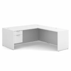 OfficeSource OS Laminate Collection Single 3/4 Pedestal ''L'' Desk - 71'' X 36'' -COE DISTRIBUTING Shop per sglhlpl101wh 01 28947.1649440456