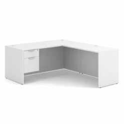 OfficeSource OS Laminate Collection Single 3/4 Pedestal "L" Desk - 66" X 30" -COE DISTRIBUTING Shop per sglhlpl102wh 01 77967.1649440469