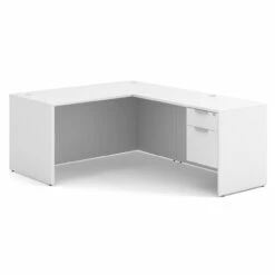 OfficeSource OS Laminate Collection Single 3/4 Pedestal "L" Desk - 60" X 30" -COE DISTRIBUTING Shop per sglhlpl103wh 01 56122.1649440485