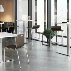 OfficeSource | Bleecker Street Collection | Cafe Height, Low Back Wood Stool With Chrome Base (Pack Of 4) -COE DISTRIBUTING Shop per st197es 12 3 95169.1691698572