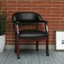OfficeSource | Lancaster Collection | Guest Chair With Casters And Mahogany Frame -COE DISTRIBUTING Shop pr nor 272blk 04 31914.1646240464