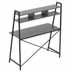 OfficeSource | Any Space WFH | Black Metal Frame Desk With Hutch & Two-Tier Shelves -COE DISTRIBUTING Shop pr omn ahmfd2448bg 05 70904.1630086188