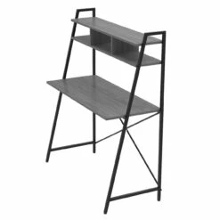 OfficeSource | Any Space WFH | Black Metal Frame Desk With Hutch & Two-Tier Shelves -COE DISTRIBUTING Shop pr omn ahmfd2448bg 07 97744.1630086188