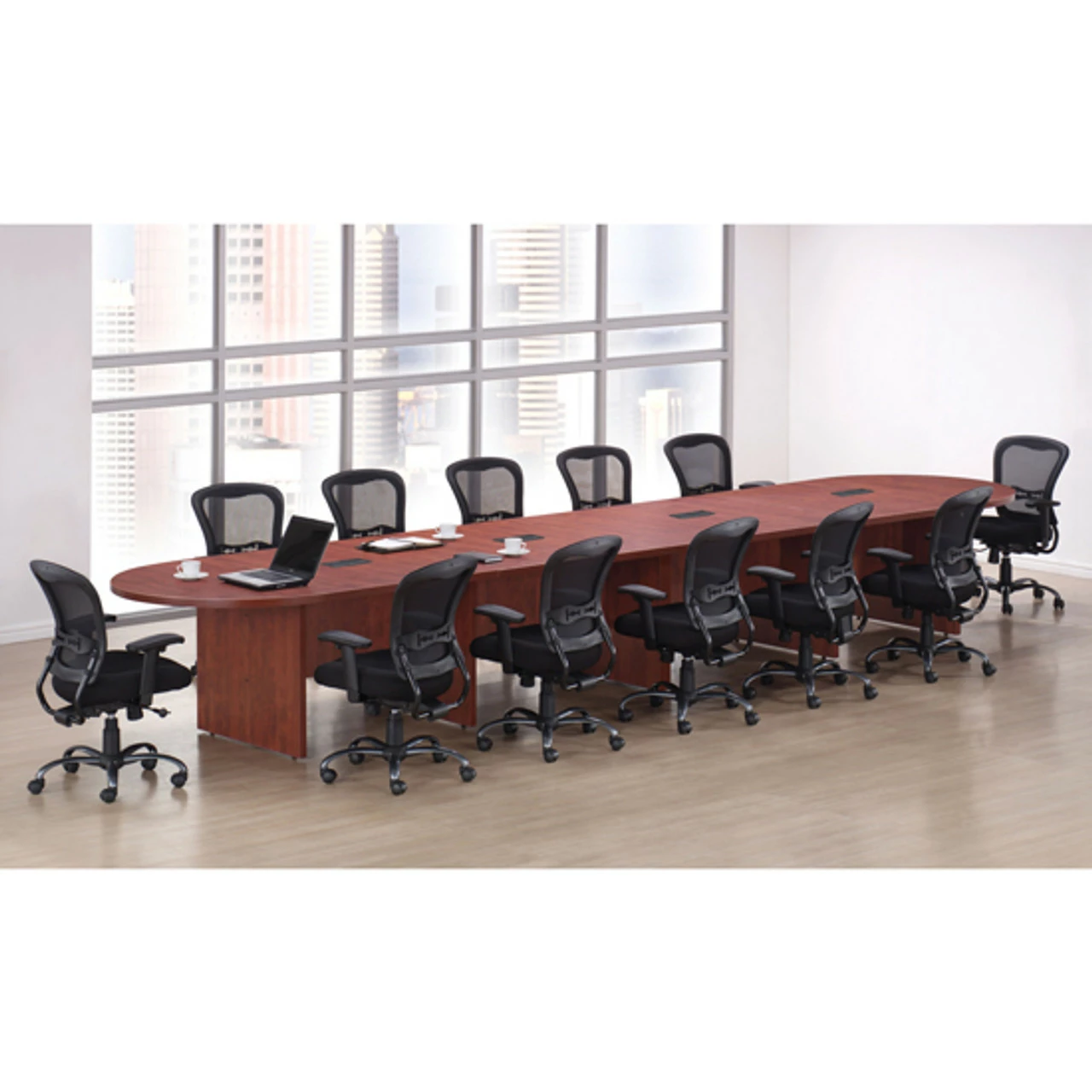 OfficeSource | OS Laminate Conference Tables | Expandable Racetrack Conference Table With Slab Base - 20' 8 OfficeSource | OS Laminate Conference Tables | Expandable Racetrack Conference Table With Slab Base - 20' - Image 6