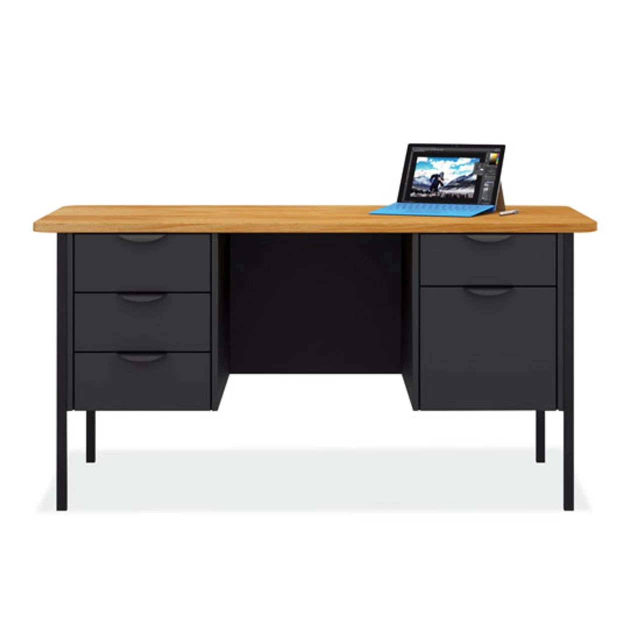 Teacher's Double Hanging Pedestal Desk - 60"W X 30"D 3 Teacher's Double Hanging Pedestal Desk - 60"W X 30"D