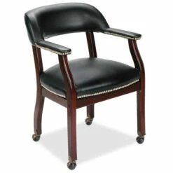 OfficeSource | Lancaster Collection | Guest Chair With Casters And Mahogany Frame