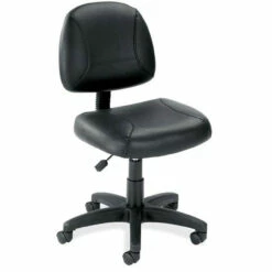 OfficeSource | Effort | Black Leather Armless Deluxe Posture Chair With Black Frame