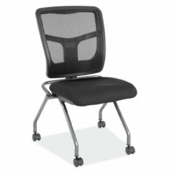 OfficeSource | CoolMesh | Armless Nesting Chair With Titanium Gray Frame - Fabric