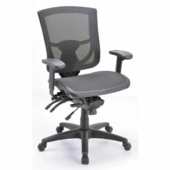 OfficeSource | CoolMesh Pro Collection | All Mesh, Multi-Function, Mid Back Chair With Adjustable Arms And Black Frame