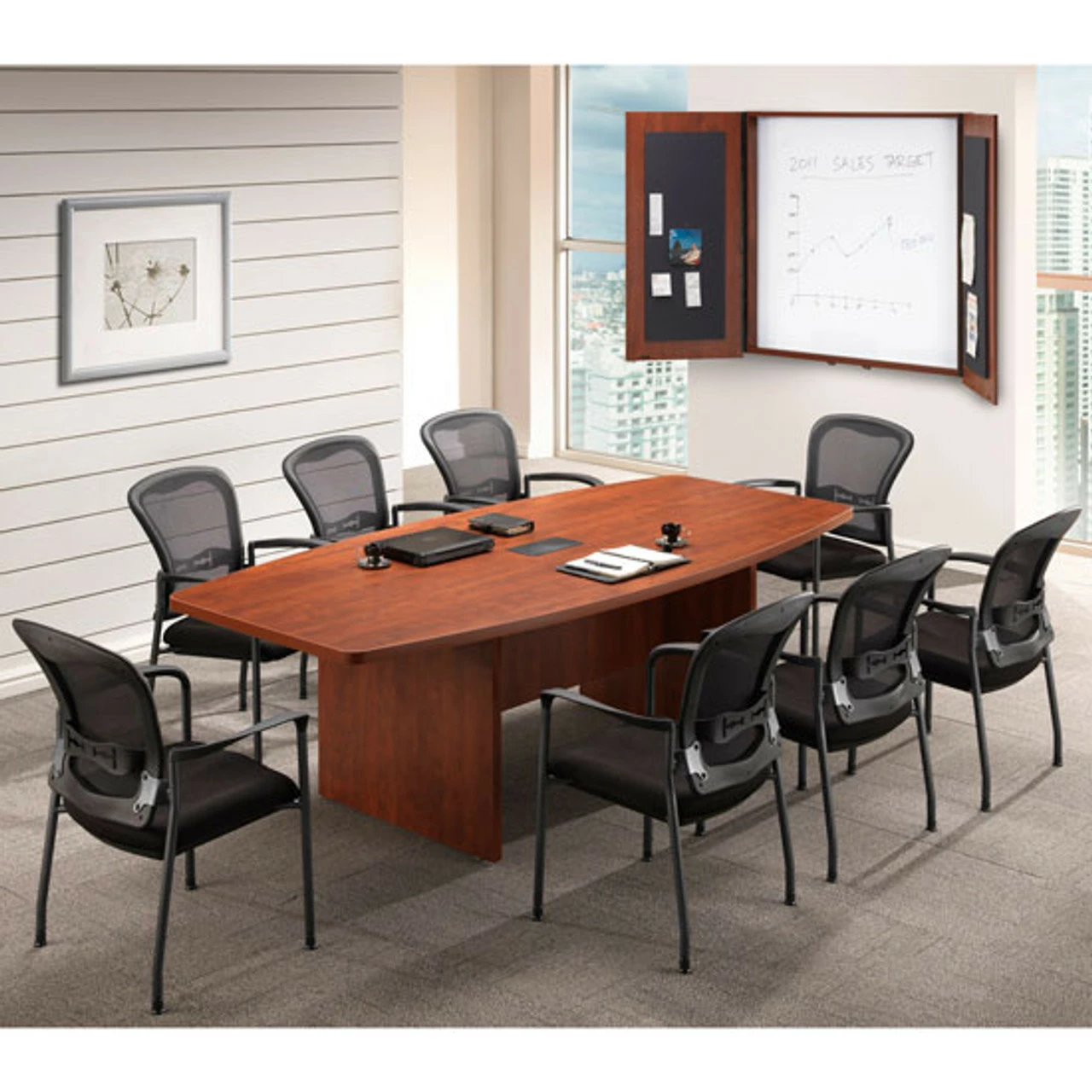 OfficeSource | OS Conference Tables | Boat Shaped Conference Table With Slab Base - 95" 10 OfficeSource | OS Conference Tables | Boat Shaped Conference Table With Slab Base - 95" - Image 8
