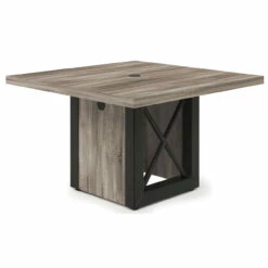 OfficeSource | Riveted | Industrial Metal Framed Conference Table With Metal X Cubed Base