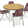 Virco | 4000 Series Activity Tables | Activity Table With Round Top - 48" -COE DISTRIBUTING Shop pr1 vir 4848roaksm copy 82772.1662483223