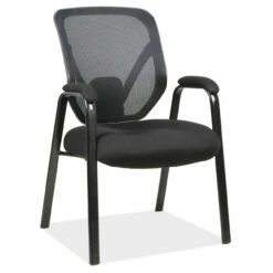 OfficeSource OS Big & Tall Collection Mesh Back Guest Chair With Arms And Black Frame