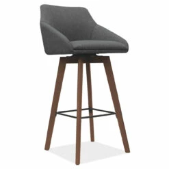 OfficeSource | Arbor | Swivel Stool With Brown Wood Legs