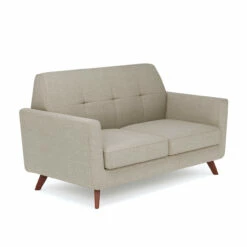 OfficeSource | Partridge | Loveseat With Light Wood Legs